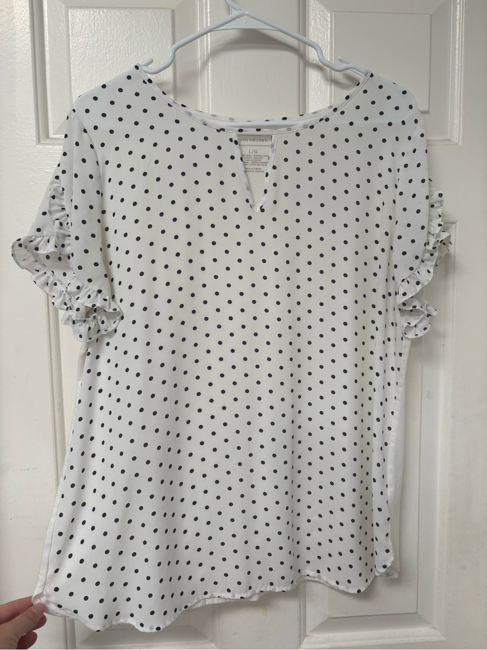 Van Heusen White Top with Black Polka Dots